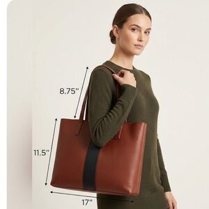 Vegan Leather Tote Bag Brown and Black BY Vince Camuto EUC